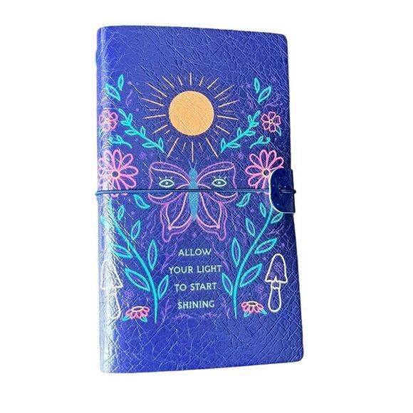 Butterfly Florals Sun & Quote Purple Faux Leather Reusable Travelers Notebook - Picture 1 of 9